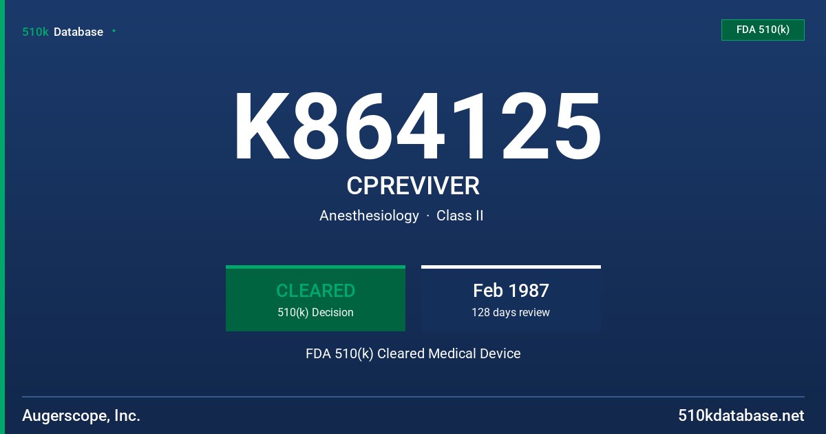 K864125 CPREVIVER FDA 510(k) Cleared Medical Device