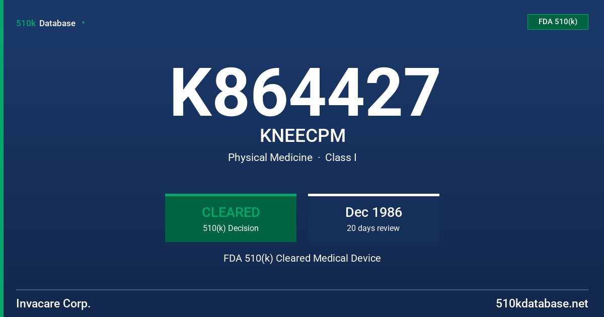 K864427 KNEECPM FDA 510(k) Cleared Medical Device
