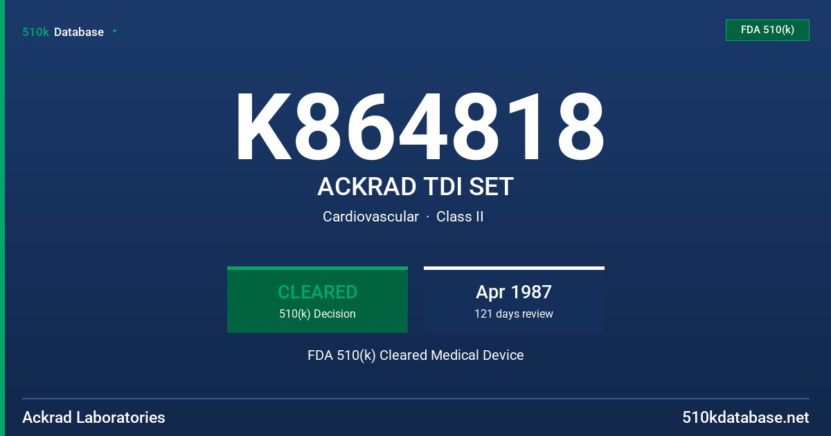 K864818 ACKRAD TDI SET FDA 510(k) Cleared Medical Device