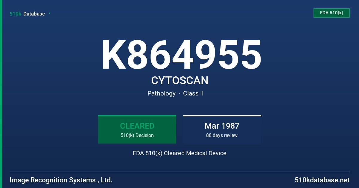K864955 CYTOSCAN FDA 510(k) Cleared Medical Device