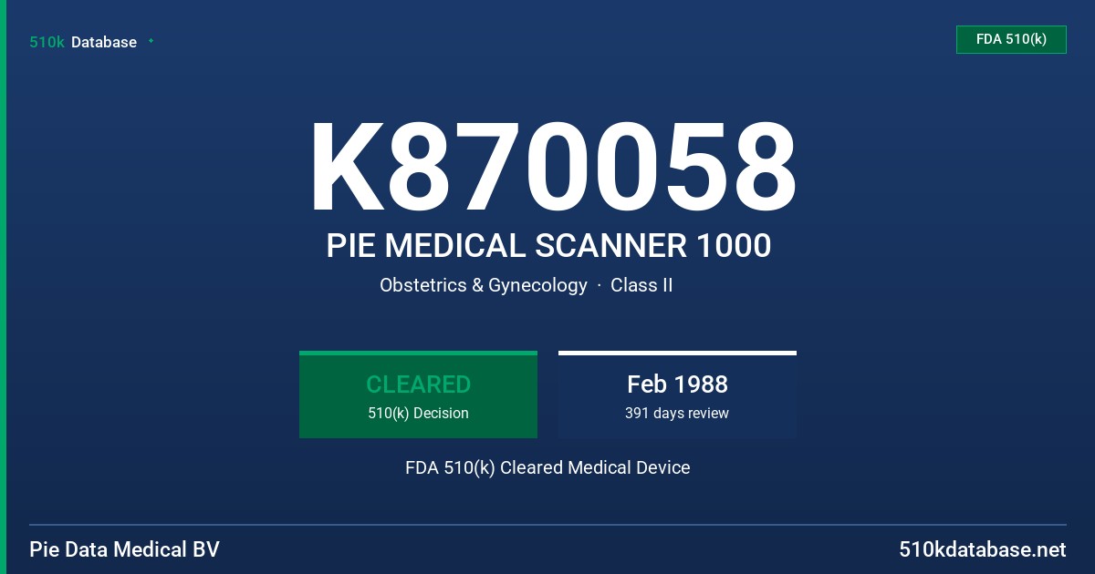 K870058 PIE MEDICAL SCANNER 1000 FDA 510(k) Cleared Medical Device