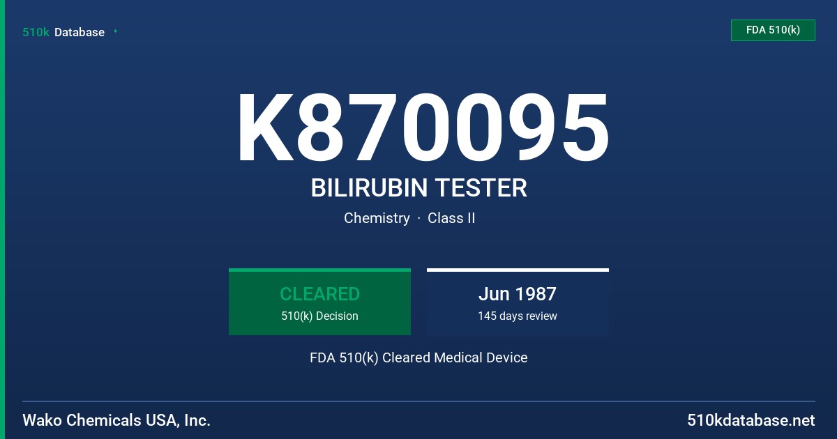 K870095 BILIRUBIN TESTER FDA 510(k) Cleared Medical Device