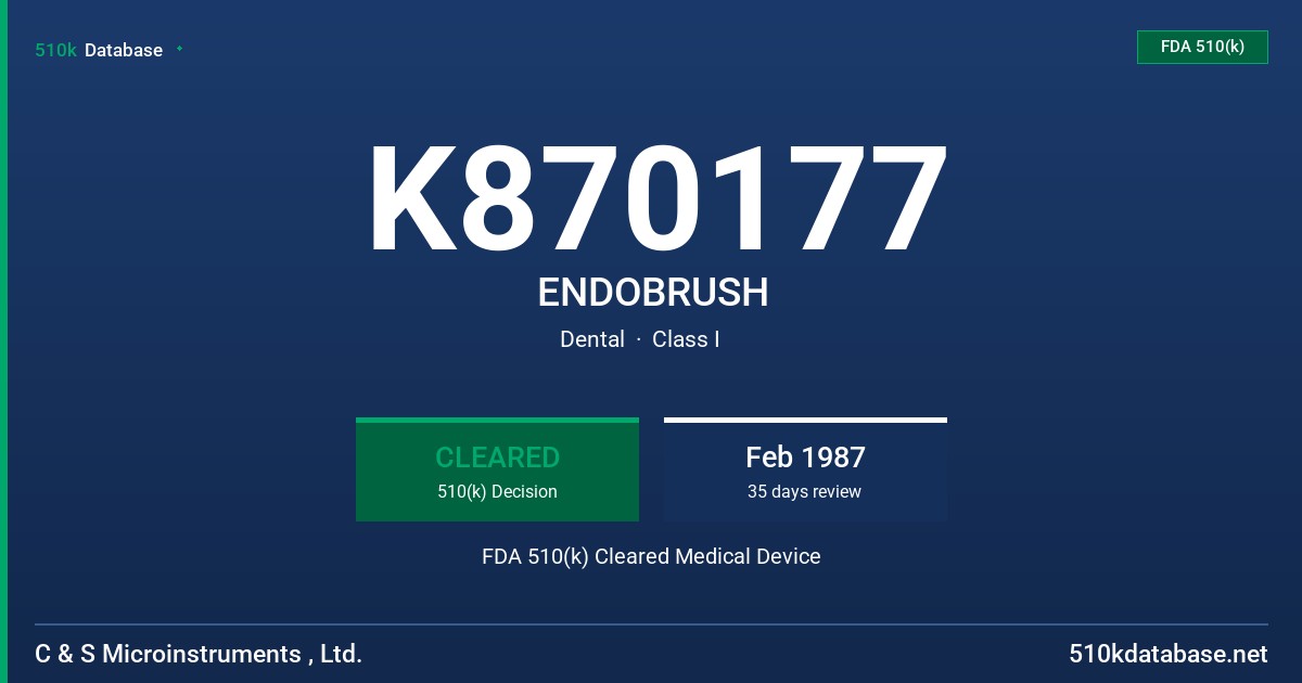 K870177 ENDOBRUSH FDA 510(k) Cleared Medical Device