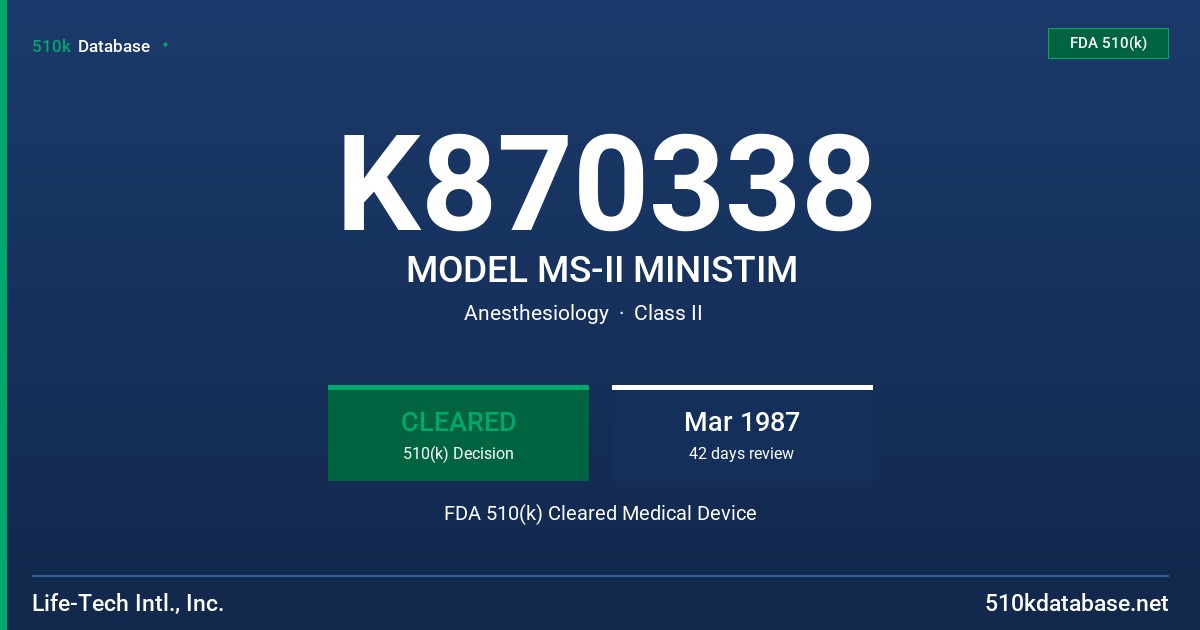 K870338 MODEL MS-II MINISTIM FDA 510(k) Cleared Medical Device