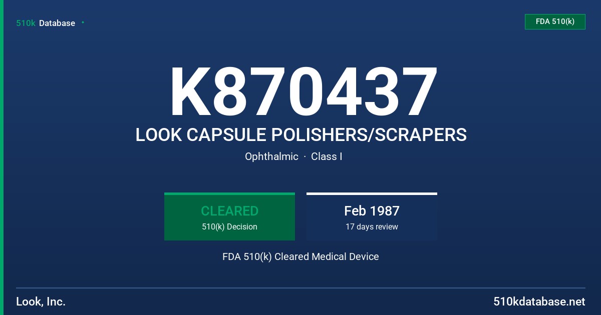 K870437 LOOK CAPSULE POLISHERS/SCRAPERS FDA 510(k) Cleared Medical Device