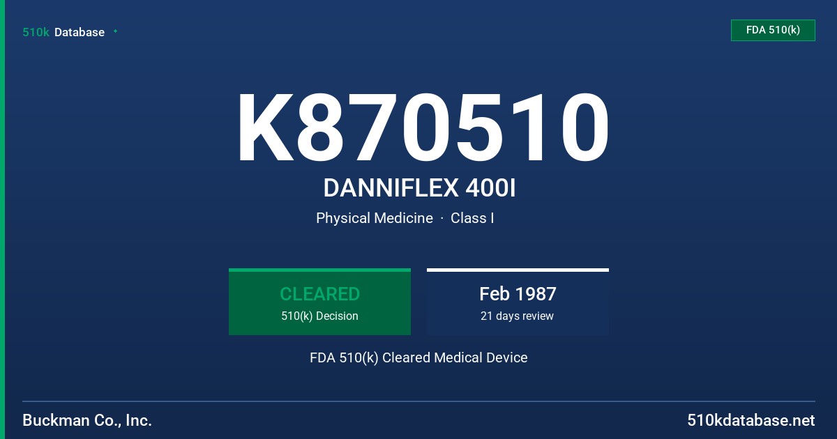K870510 DANNIFLEX 400I FDA 510(k) Cleared Medical Device