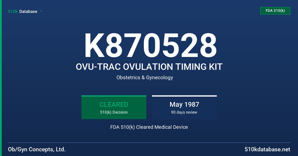 K870528 OVU-TRAC OVULATION TIMING KIT FDA 510(k) Cleared Medical Device