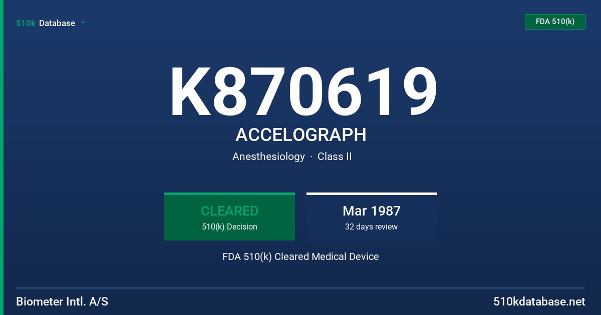 K870619 ACCELOGRAPH FDA 510(k) Cleared Medical Device