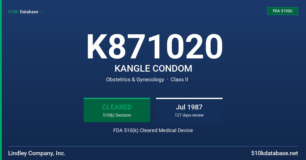 K871020 KANGLE CONDOM FDA 510(k) Cleared Medical Device
