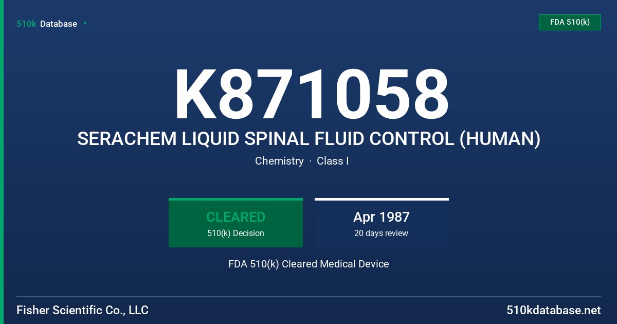 K871058 SERACHEM LIQUID SPINAL FLUID CONTROL (HUMAN) FDA 510(k) Cleared Medical Device