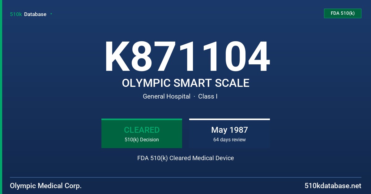 K871104 OLYMPIC SMART SCALE FDA 510(k) Cleared Medical Device