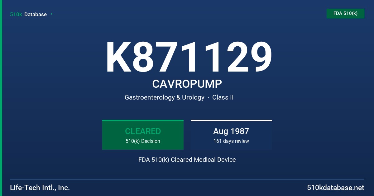 K871129 CAVROPUMP FDA 510(k) Cleared Medical Device