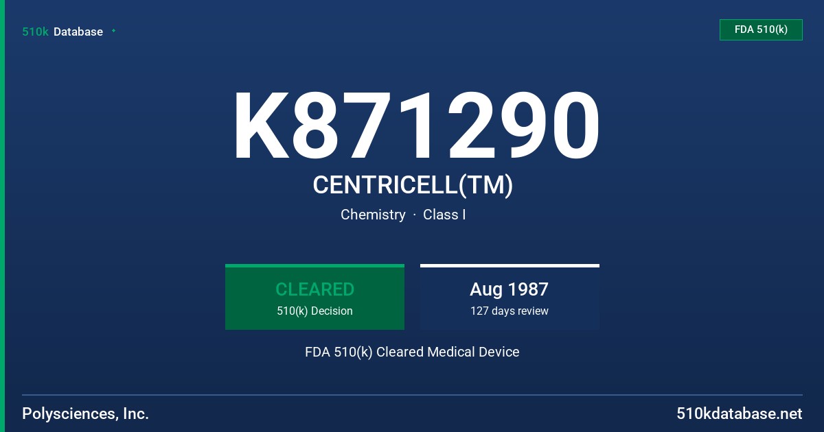 K871290 CENTRICELL(TM) FDA 510(k) Cleared Medical Device