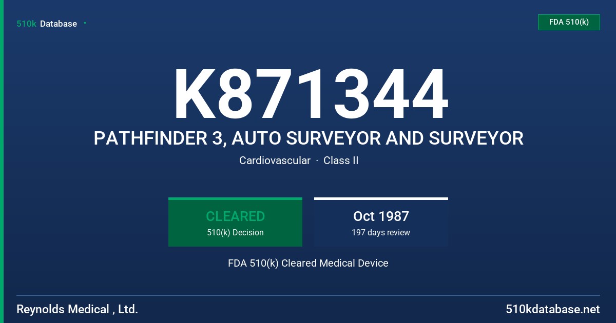 K871344 PATHFINDER 3, AUTO SURVEYOR AND SURVEYOR FDA 510(k) Cleared Medical Device