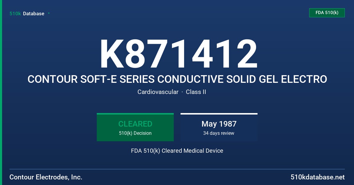 K871412 CONTOUR SOFT-E SERIES CONDUCTIVE SOLID GEL ELECTRO FDA 510(k) Cleared Medical Device