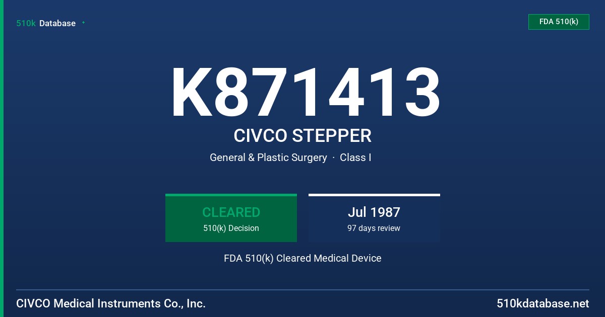 K871413 CIVCO STEPPER FDA 510(k) Cleared Medical Device