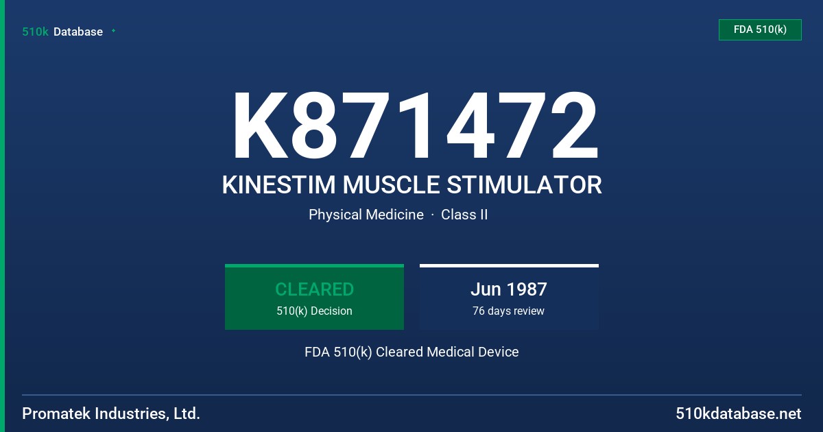 K871472 KINESTIM MUSCLE STIMULATOR FDA 510(k) Cleared Medical Device
