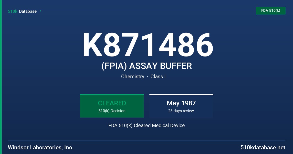 K871486 (FPIA) ASSAY BUFFER FDA 510(k) Cleared Medical Device
