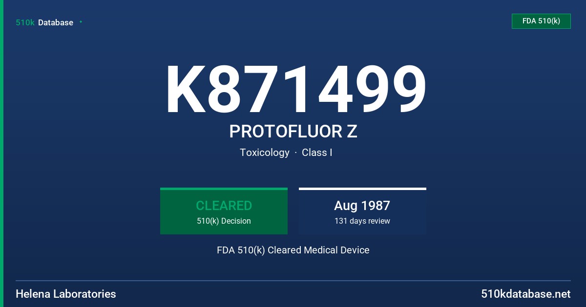 K871499 PROTOFLUOR Z FDA 510(k) Cleared Medical Device