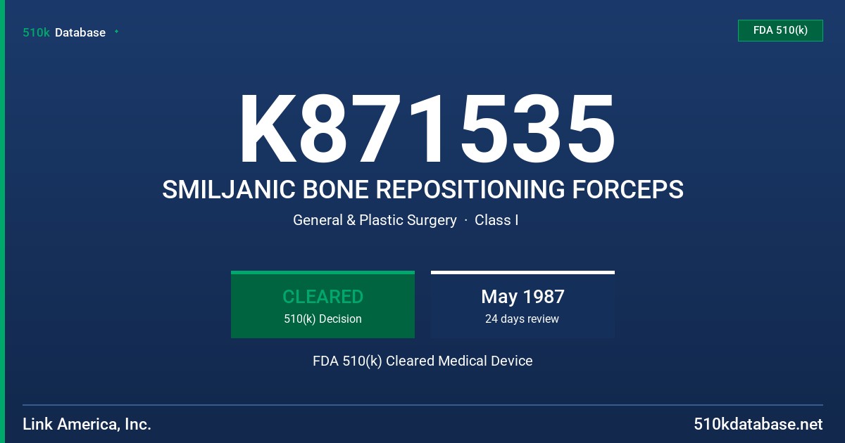 K871535 SMILJANIC BONE REPOSITIONING FORCEPS FDA 510(k) Cleared Medical Device