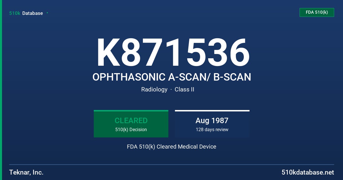 K871536 OPHTHASONIC A-SCAN/ B-SCAN FDA 510(k) Cleared Medical Device