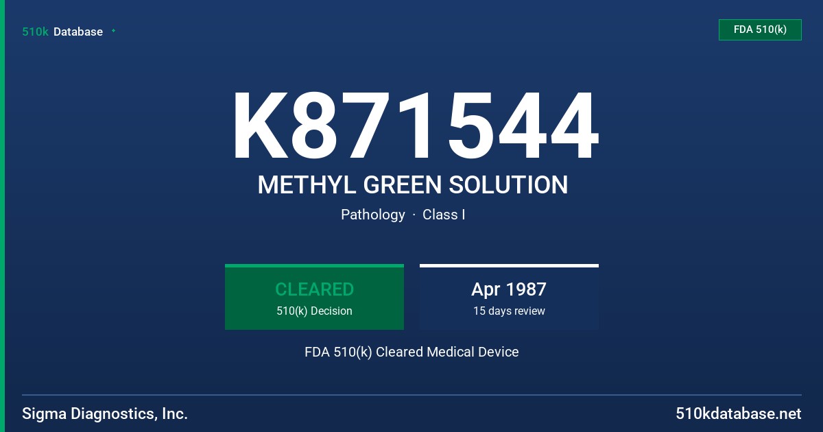 K871544 METHYL GREEN SOLUTION FDA 510(k) Cleared Medical Device