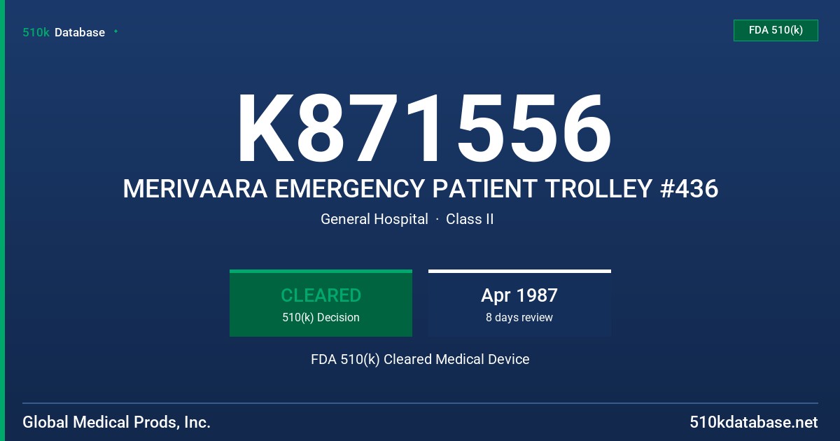K871556 MERIVAARA EMERGENCY PATIENT TROLLEY #436 FDA 510(k) Cleared Medical Device