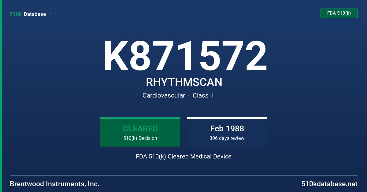 K871572 RHYTHMSCAN FDA 510(k) Cleared Medical Device