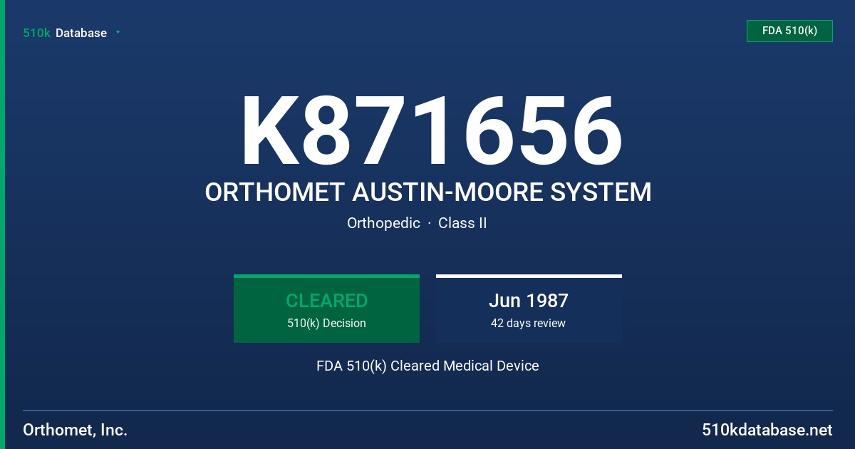 K871656 ORTHOMET AUSTIN-MOORE SYSTEM FDA 510(k) Cleared Medical Device