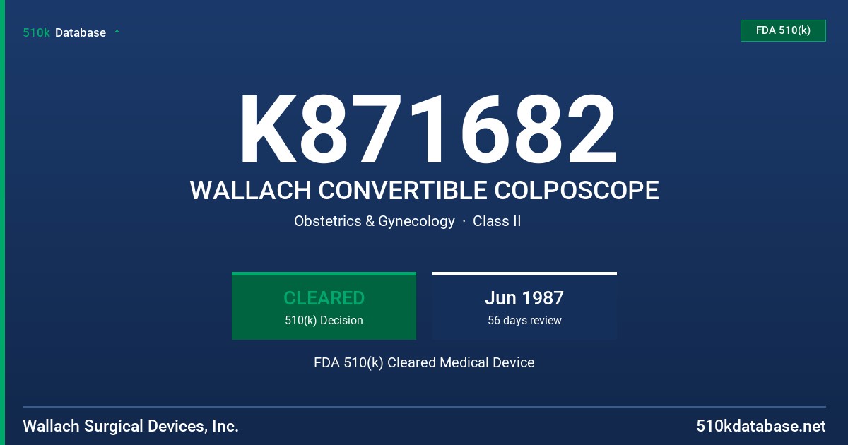 K871682 WALLACH CONVERTIBLE COLPOSCOPE FDA 510(k) Cleared Medical Device