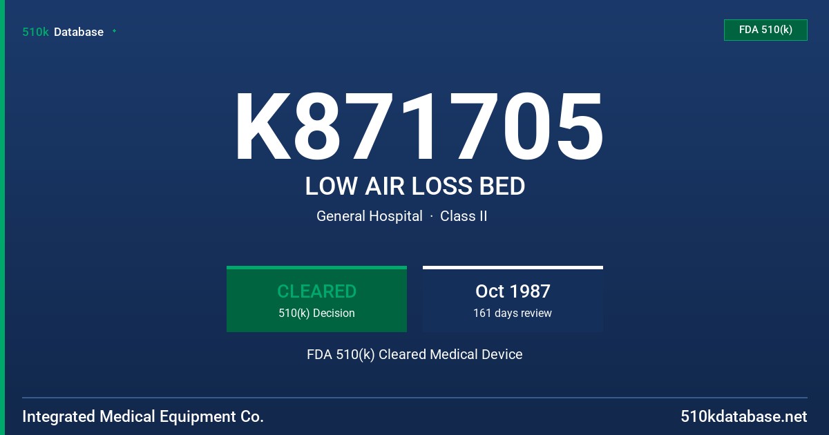 K871705 LOW AIR LOSS BED FDA 510(k) Cleared Medical Device