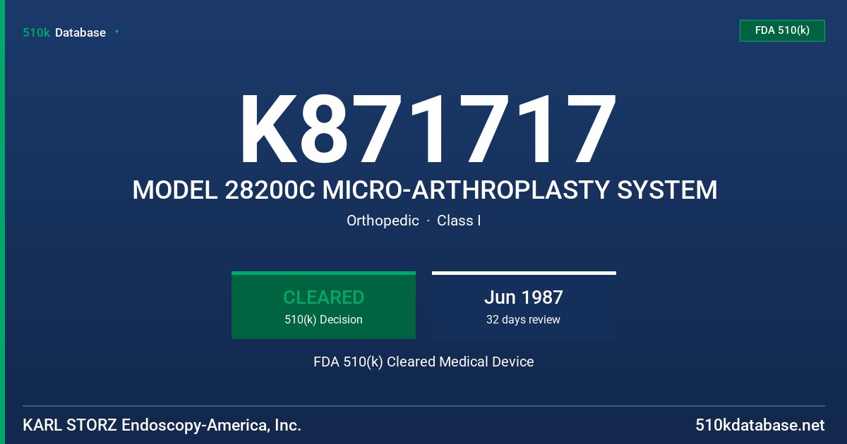 K871717 MODEL 28200C MICRO-ARTHROPLASTY SYSTEM FDA 510(k) Cleared Medical Device