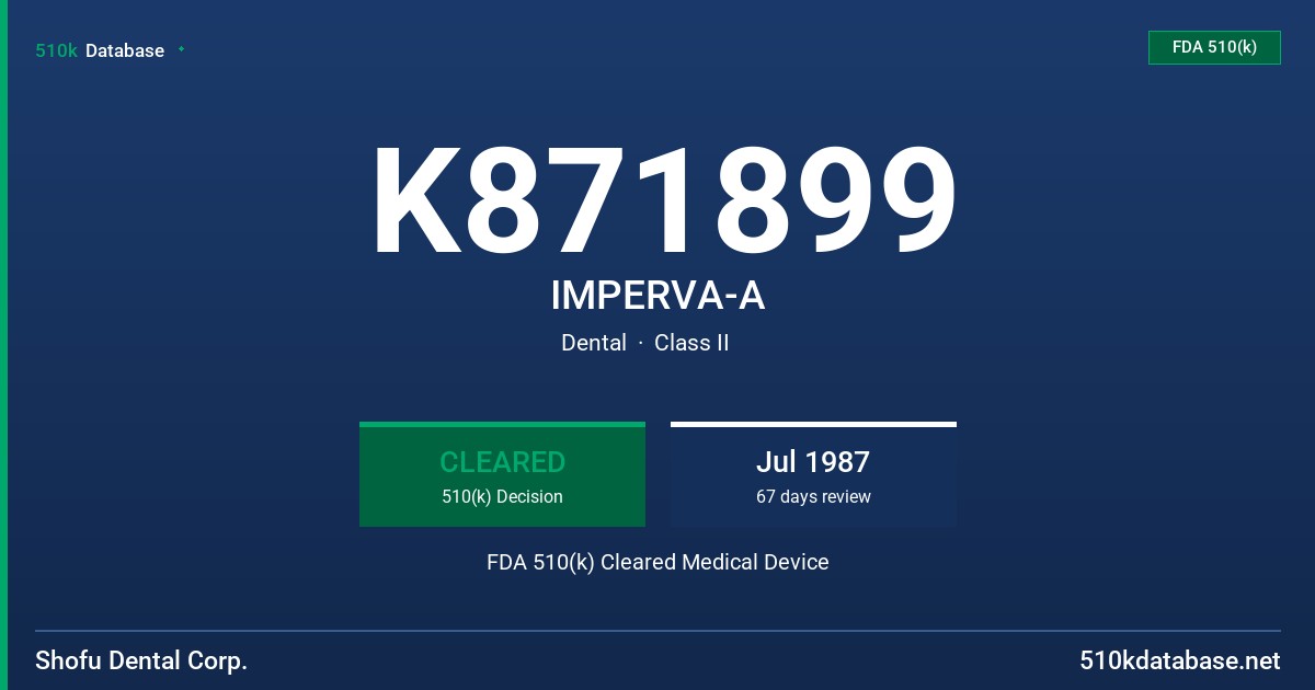 K871899 IMPERVA-A FDA 510(k) Cleared Medical Device