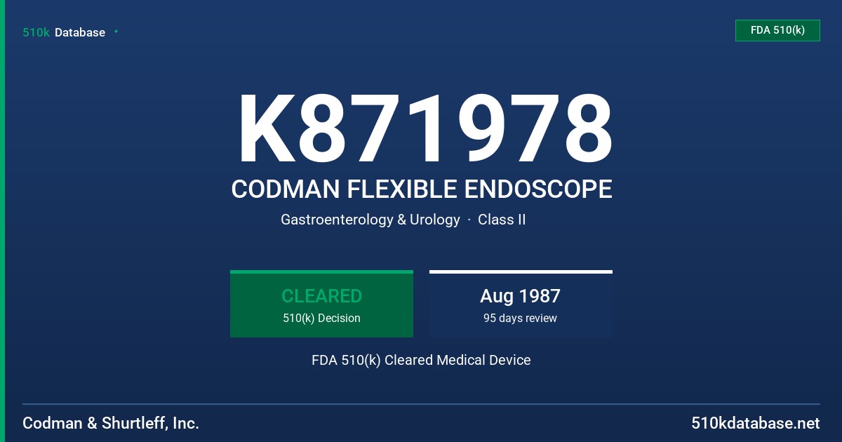 K871978 CODMAN FLEXIBLE ENDOSCOPE FDA 510(k) Cleared Medical Device