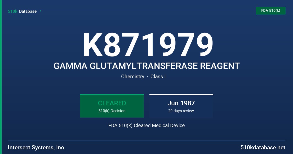 K871979 GAMMA GLUTAMYLTRANSFERASE REAGENT FDA 510(k) Cleared Medical Device