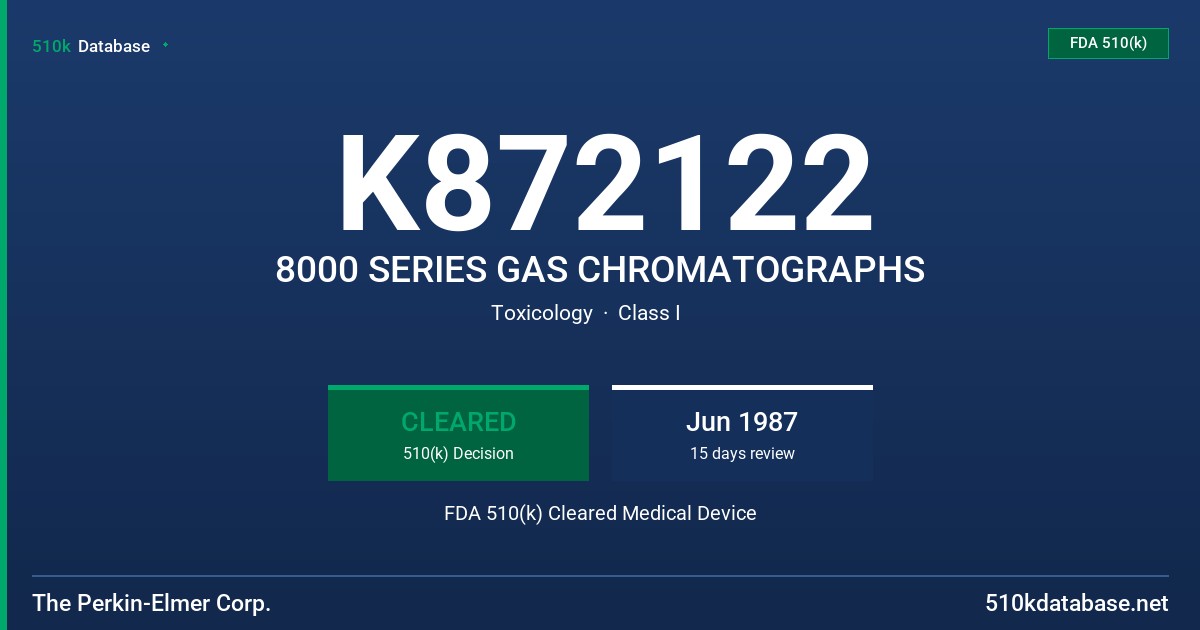 K872122 8000 SERIES GAS CHROMATOGRAPHS FDA 510(k) Cleared Medical Device