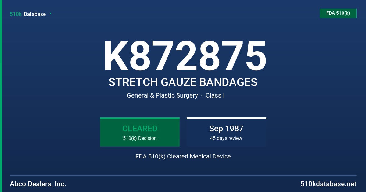 K872875 STRETCH GAUZE BANDAGES FDA 510(k) Cleared Medical Device