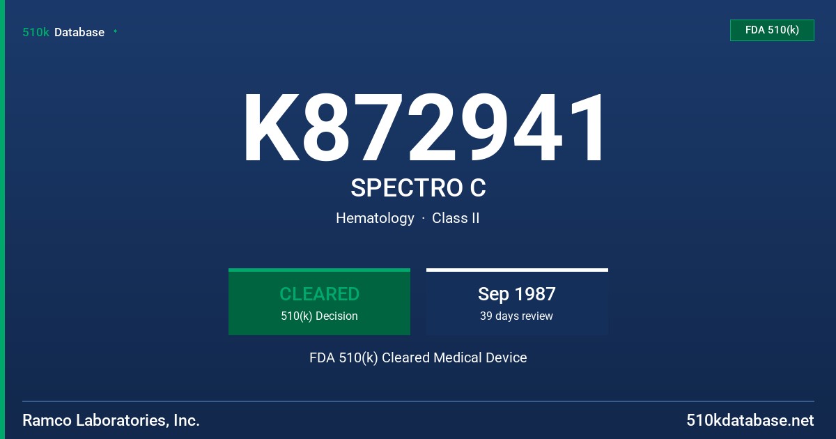 K872941 SPECTRO C FDA 510(k) Cleared Medical Device