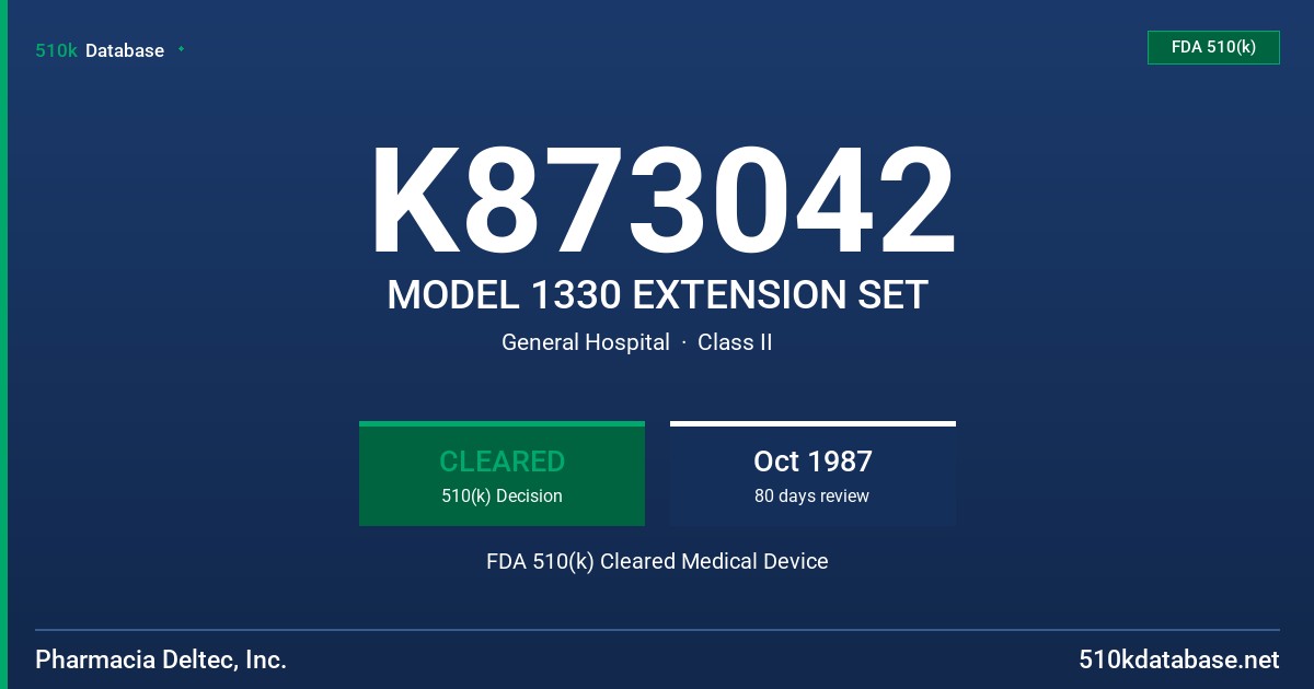 K873042 MODEL 1330 EXTENSION SET FDA 510(k) Cleared Medical Device