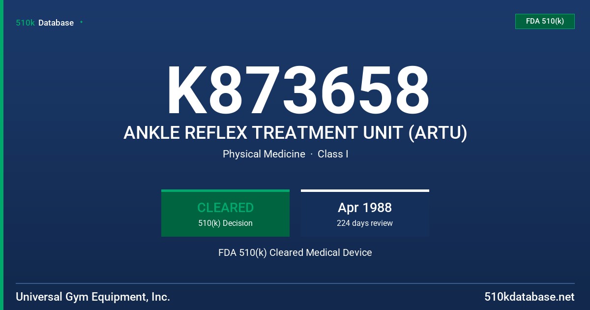 K873658 ANKLE REFLEX TREATMENT UNIT (ARTU) FDA 510(k) Cleared Medical Device
