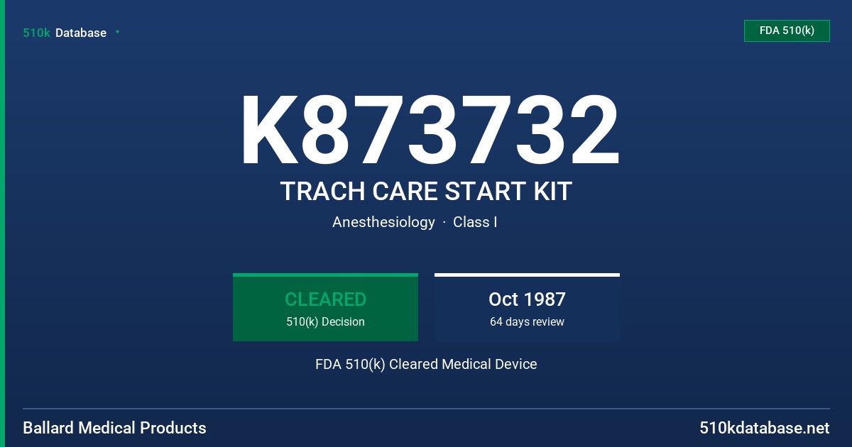 K873732 TRACH CARE START KIT FDA 510(k) Cleared Medical Device