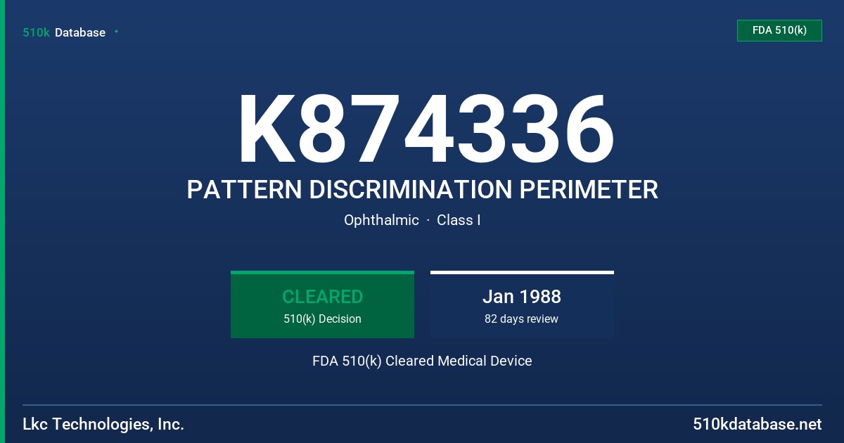 K874336 PATTERN DISCRIMINATION PERIMETER FDA 510(k) Cleared Medical Device