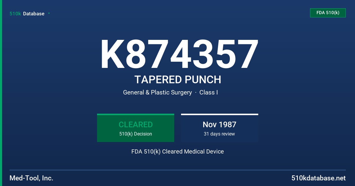 K874357 TAPERED PUNCH FDA 510(k) Cleared Medical Device
