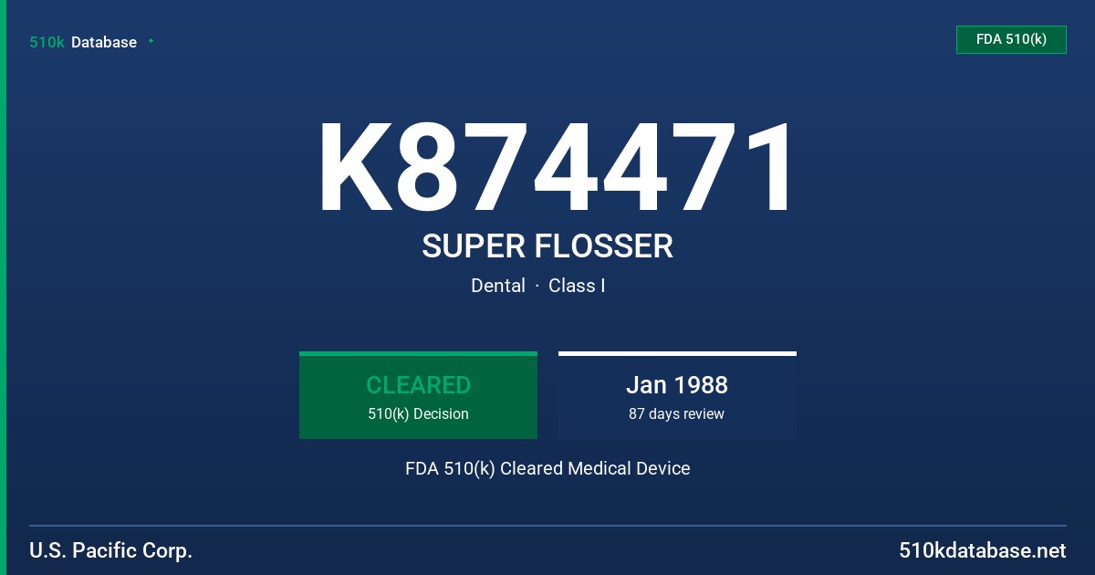 K874471 SUPER FLOSSER FDA 510(k) Cleared Medical Device