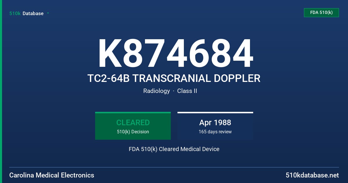 K874684 TC2-64B TRANSCRANIAL DOPPLER FDA 510(k) Cleared Medical Device