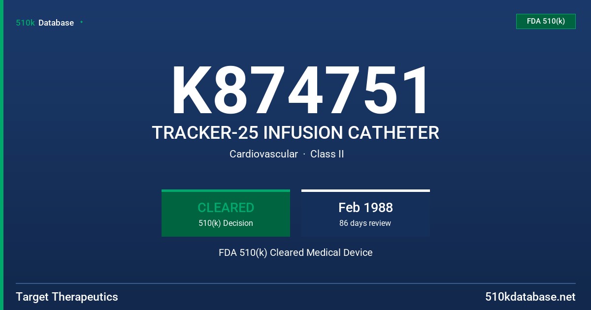 K874751 TRACKER-25 INFUSION CATHETER FDA 510(k) Cleared Medical Device