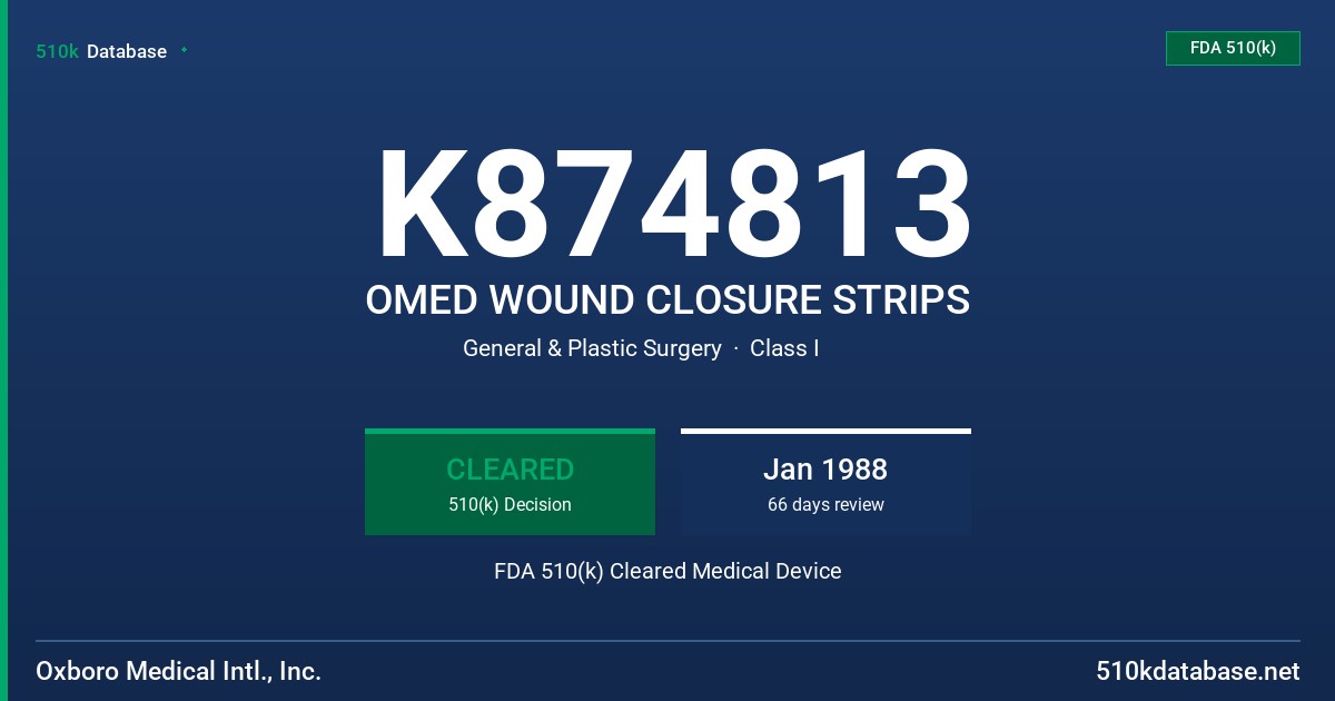 K874813 OMED WOUND CLOSURE STRIPS FDA 510(k) Cleared Medical Device