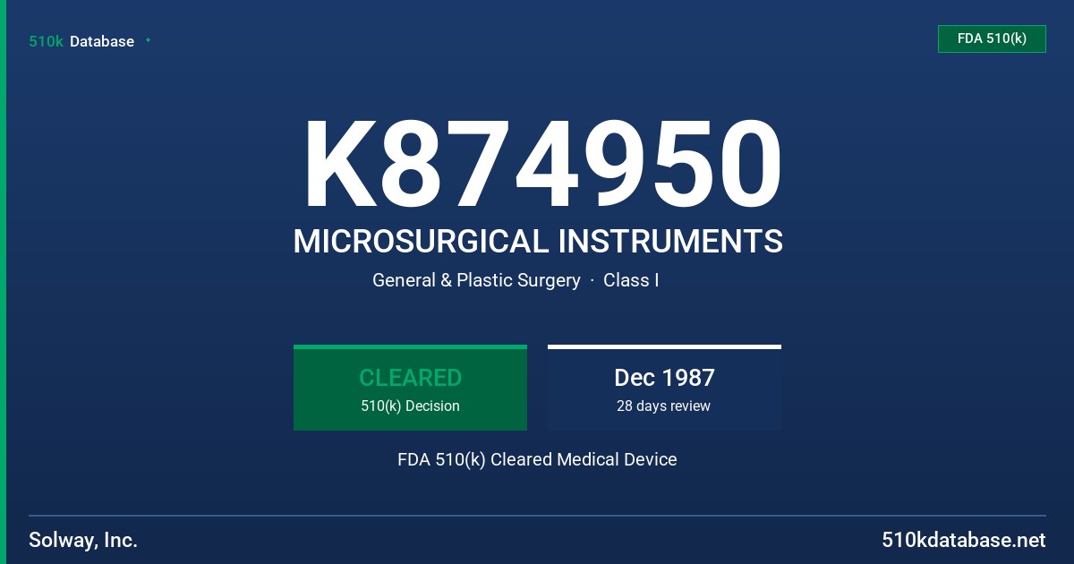 K874950 MICROSURGICAL INSTRUMENTS FDA 510(k) Cleared Medical Device