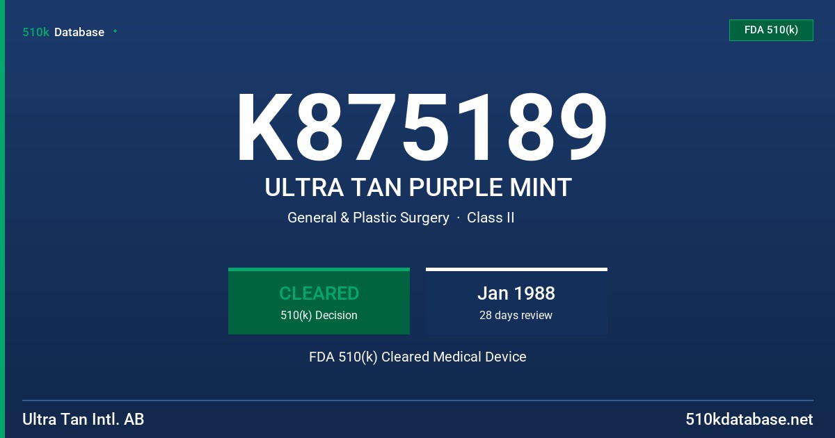 K875189 ULTRA TAN PURPLE MINT FDA 510(k) Cleared Medical Device