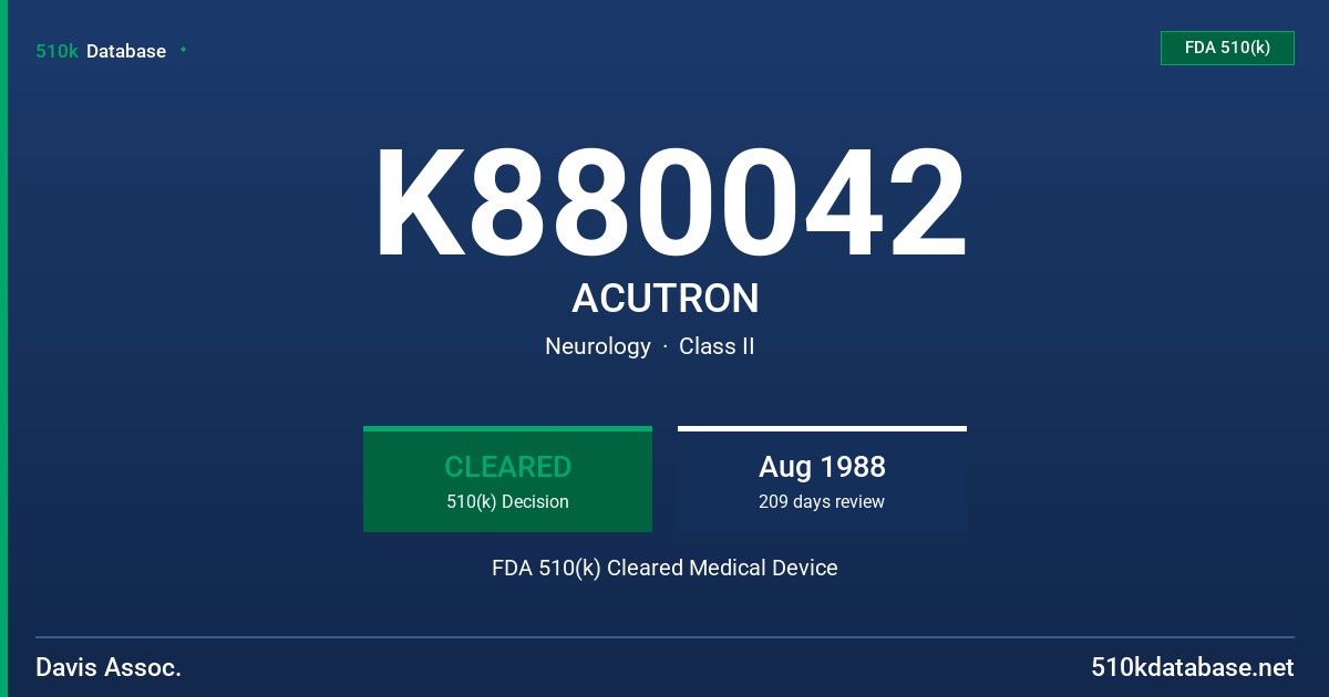 K880042 ACUTRON FDA 510(k) Cleared Medical Device